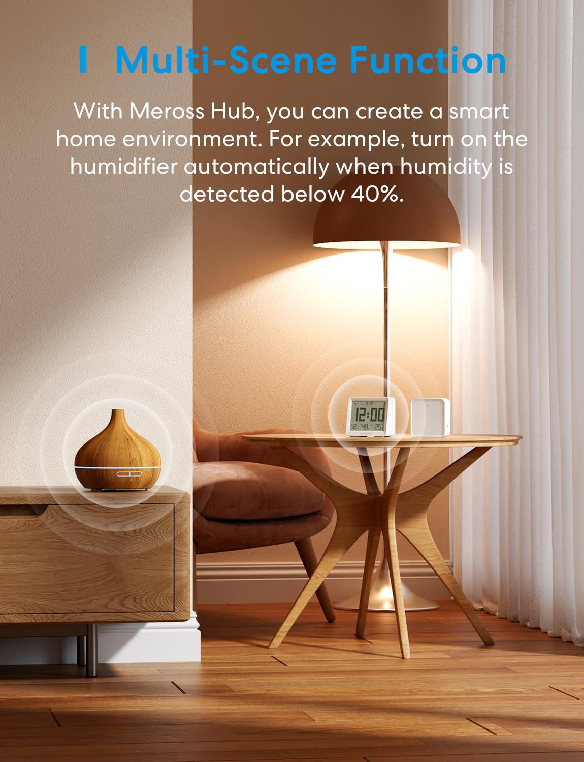 Meross 10-in-1 Matter Hygrometer Thermometer Innen, WLAN Wetterstation Ausgestattet mit Benachrichtigung, Smart LCD Temperatursensor und Matter Hub, Kompatibel mit Apple HomeKit, Alexa, Google Home 8