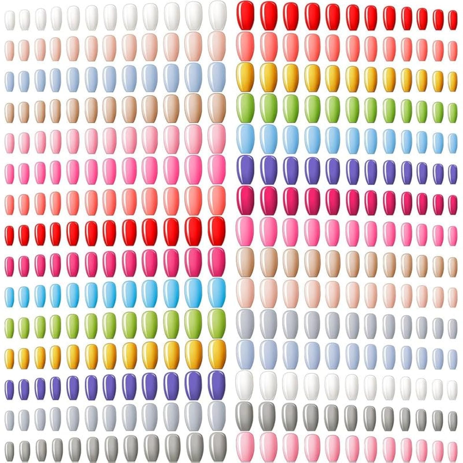Photo 1 of 720 Pieces 30 Sets Medium Square False Artificial Nails Ballerina Coffin Press on Nails Solid Color Full Cover Glossy Fake Nails Tips for Women Girls DIY Nail (Bright Colors)