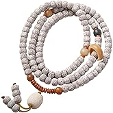FAZOVIN Handmade Bodhi Seed 108 Mala Bead Bracelet for Women with Handcarved Buddha Head/Praying Wheel Tibetan Mala Necklace