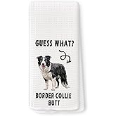 QZQE Funny Border Collie Kitchen Towels, Border Collie Gifts for Women Dish Tea Towels for Kitchen, Dog Mom Lovers Owner Gifts Decorative Hand Towel, Funny Dog Bathroom Decor, 16x24 Inch