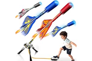 DULONIME Rocket Launcher for Kids with 4 LED Airplane Rockets and Tank Launcher, Outdoor Toys for Toddlers, Rockets for Kids Age 4-8, 2 3 4 5 Year Old Boy Birthday Gift, Launching up to 120+ Feet