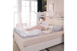 Moustiquaire pour lit 190,5 x 88,9 x 88,9 cm, tente pliable et respirante avec porte à fermeture éclair, tente intégrale en m