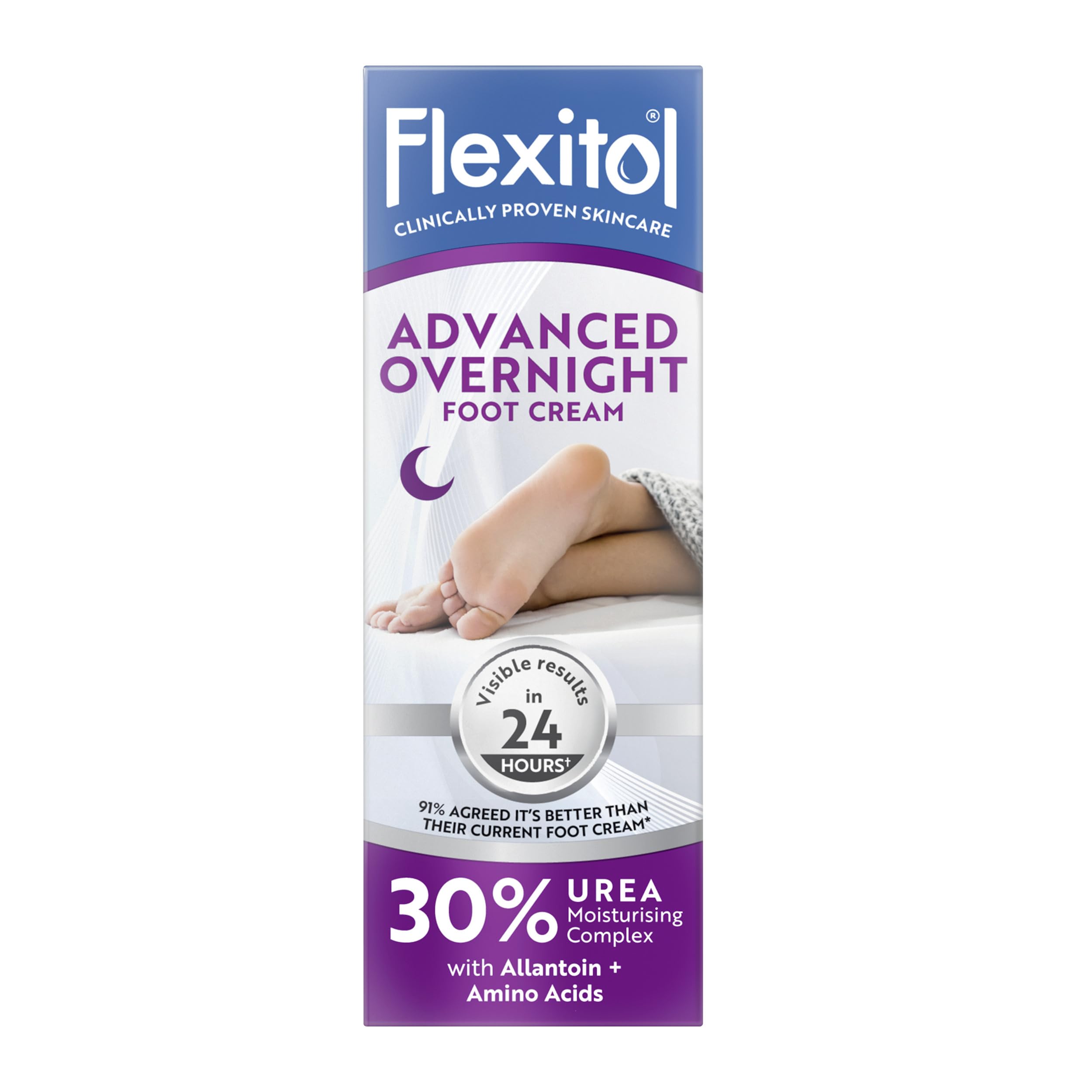 Flexitol Rapid Revive Overnight Foot Cream - 30 Percent Urea for Extremely Dry, Hard, Rough Skin on Feet - Results in 1 Night - Clinically Proven Foot Care - High Urea - Suitable for Diabetics. 50g