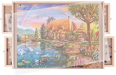 Ruication Jigsaw Puzzle Board 75x53 cm 4 Drawers 1000-Piece Working Surface