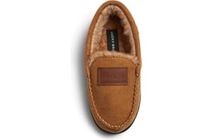 Lucky Brand Boy's Micro Suede Fuzzy Lined Moccasin Slippers for Kids
