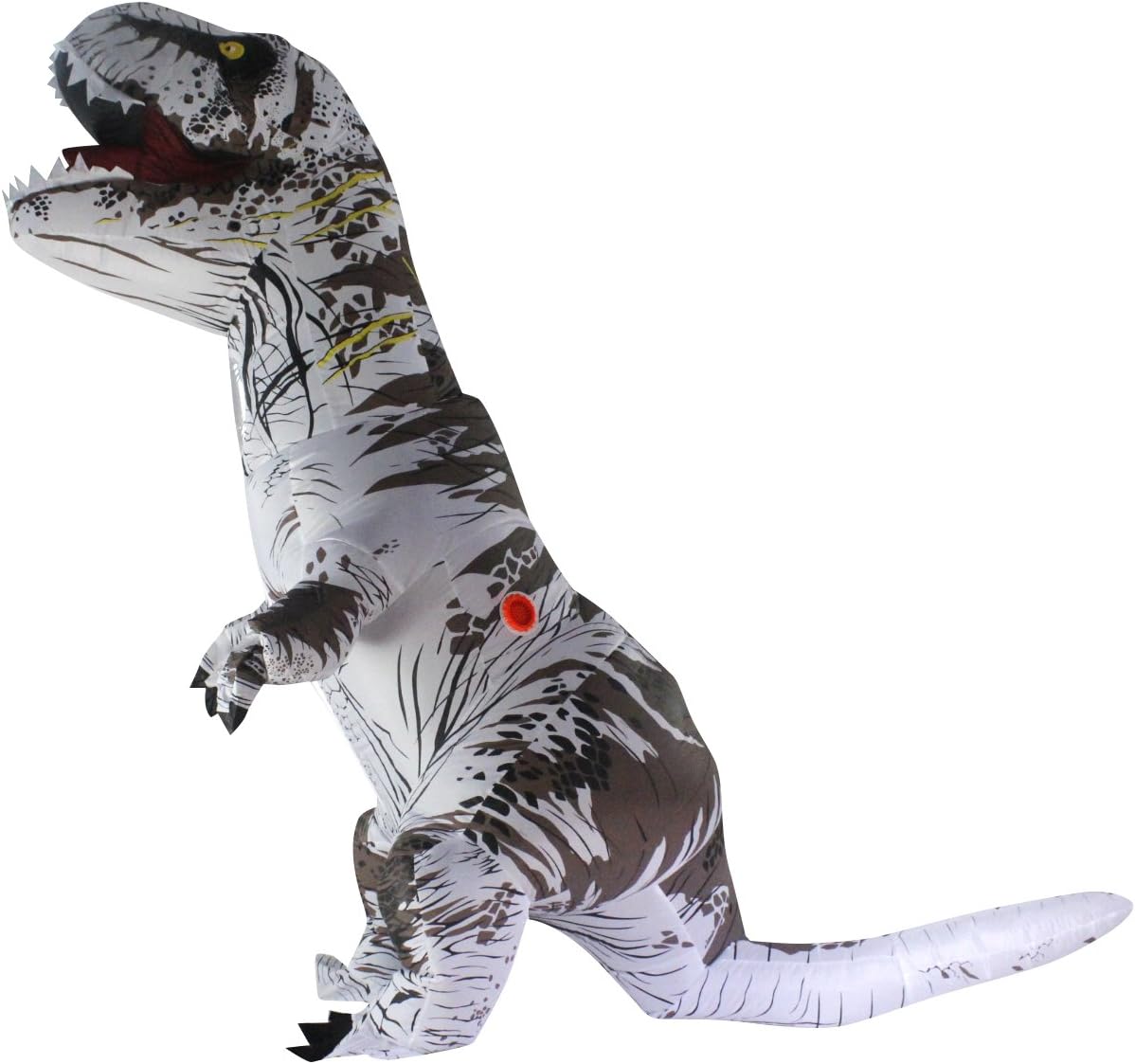 Halloween Adult Inflatable T Rex Dinosaur Party Costume Funny Dress White with Backpack & USB Cable