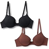Amazon Essentials Women's Cotton Jersey Lined Wired Plunge Bra, Pack of 2
