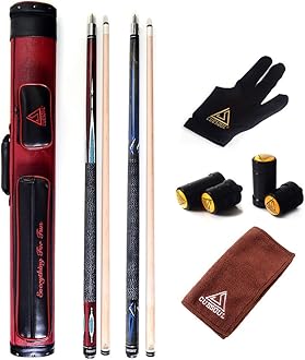 CUESOULCombo Set of House Bar Pool Cue Sticks - 2 Cue Sticks Packed in 2x2 Hard Pool Cue Case