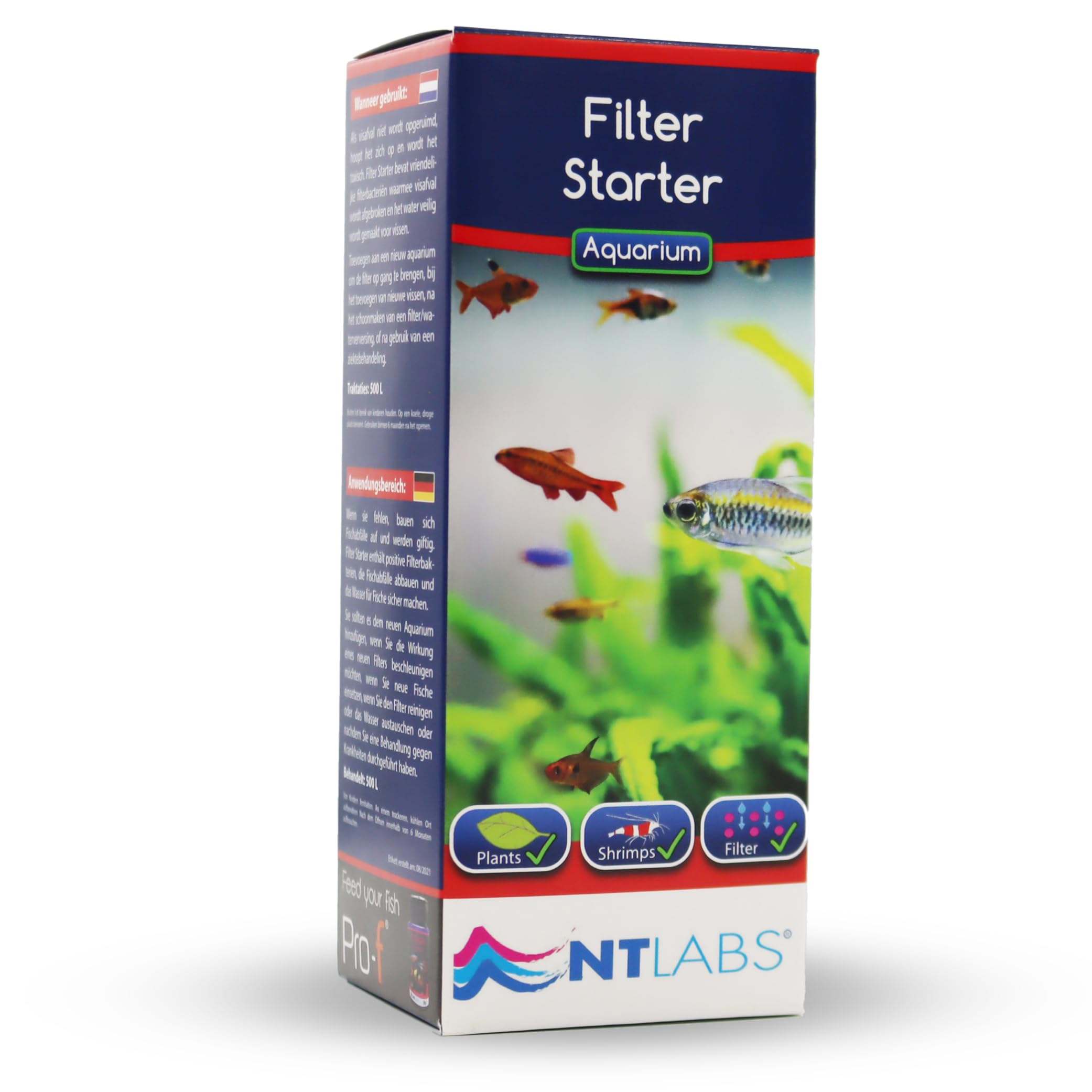 NT Labs Aquarium Filter Starter, Aquarium Filter Bacteria, Breaks Down Toxic Fish Waste, Prevents Ammonia & Nitrite, For Coldwater & Freshwater Aquariums, Water Change Essential (100ml - Treats 500L)