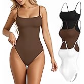 TRENLIVER Womens 3 Pack Cami Body Suits Square Neck Thong Bodysuits Adjustable Spaghetti Strap Sexy Tank Tops Y2K Outfit 2026