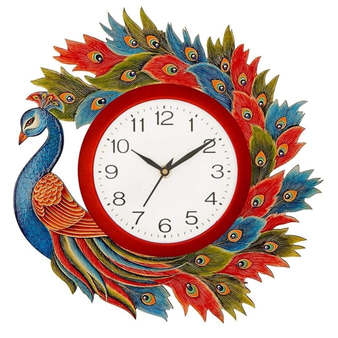 Buy ARTPORIUM Peacock Wooden Decorative Wall Clock for Home Living Room Office Décor (14 x 13