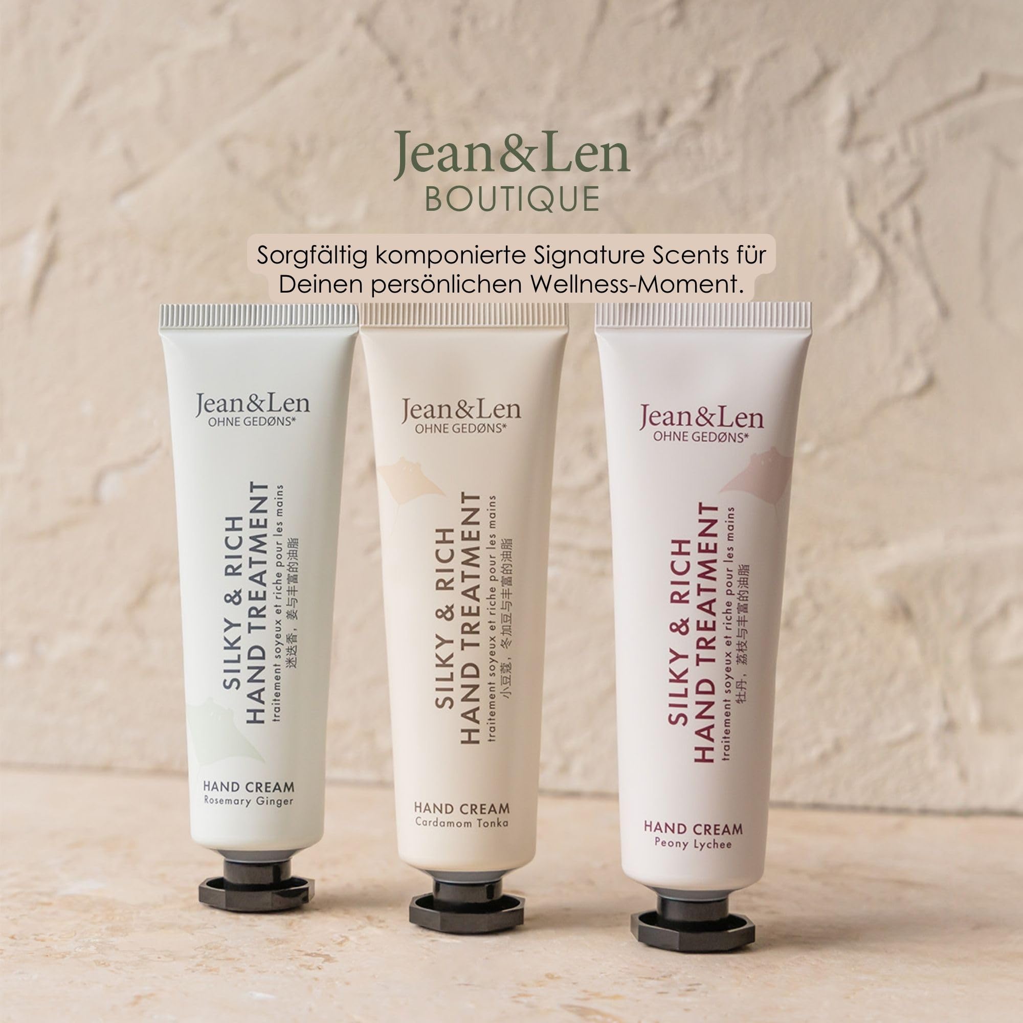 Jean & Len Mini Silky & Rich Treatment Rosemary & Ginger, 100% recyclebare Alutube (ohne Deckel), praktische Reisegröße, sorgt für weiche Hände, Handcreme mini, ohne Parabene & Silikone, 30 ml 6