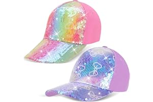 YSEOUL Girls Glitter Baseball Cap Criss Cross Hat, Girl High Ponytail Hat - Kids Trucker Hat with High Bun Messy Ponytail(Ages5-15)