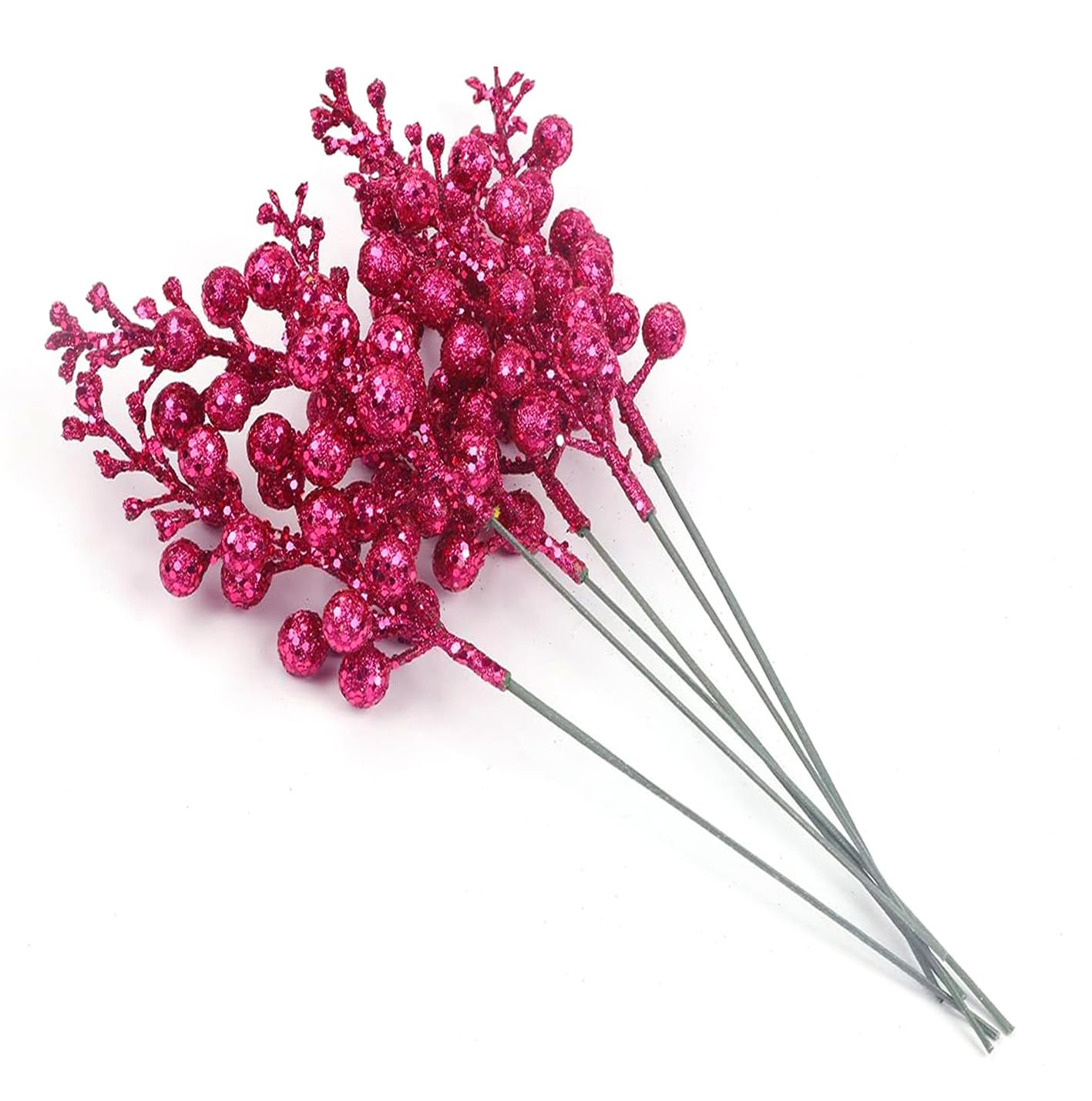 YYCRAFT Glitter Berries Stems, Artificial Berries Picks for Christmas Tree Ornaments, DIY Xmas Wreath, Crafts, Holiday and Home Decor(16 Pack, Hot Pink) โ image 1