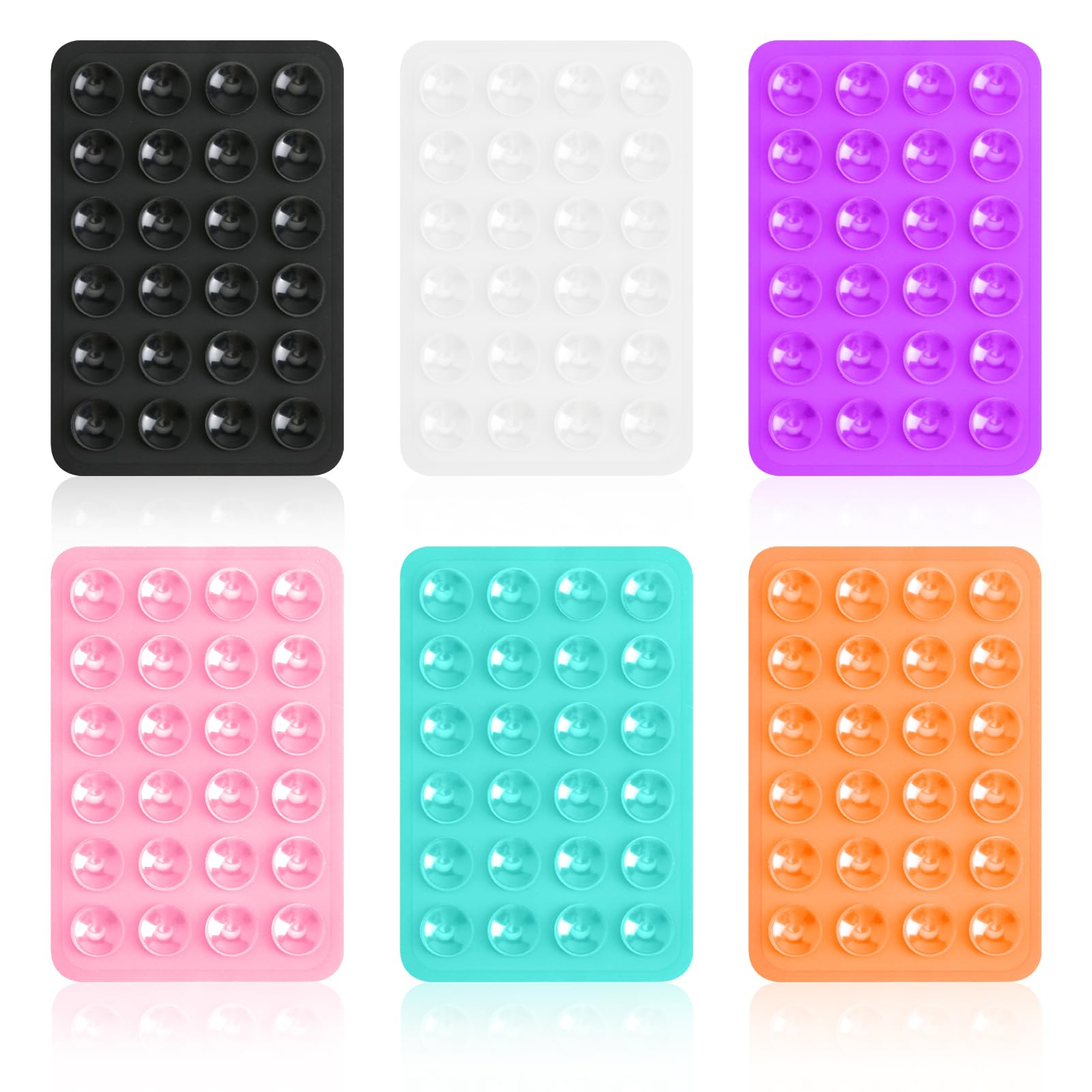 6 Pack Silicone Suction Phone Case Mount Pad Xmas Gifts Back of Sticky Grip Non Slip Double Sided Suction Smartphone Case Suckers Cups Holder for Wall Shower Mirror Car Selfies TikTok Videos Christmas