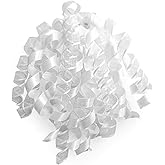 CT CRAFT LLC White Satin and Sheer Curly Ribbon Bow 6" Long x 6 Counts Gift Wrapping Pre-Tied Self-Adhesive Tab for Birthday Present Box Wine Bottle Baby Shower Party Christmas Hanukah