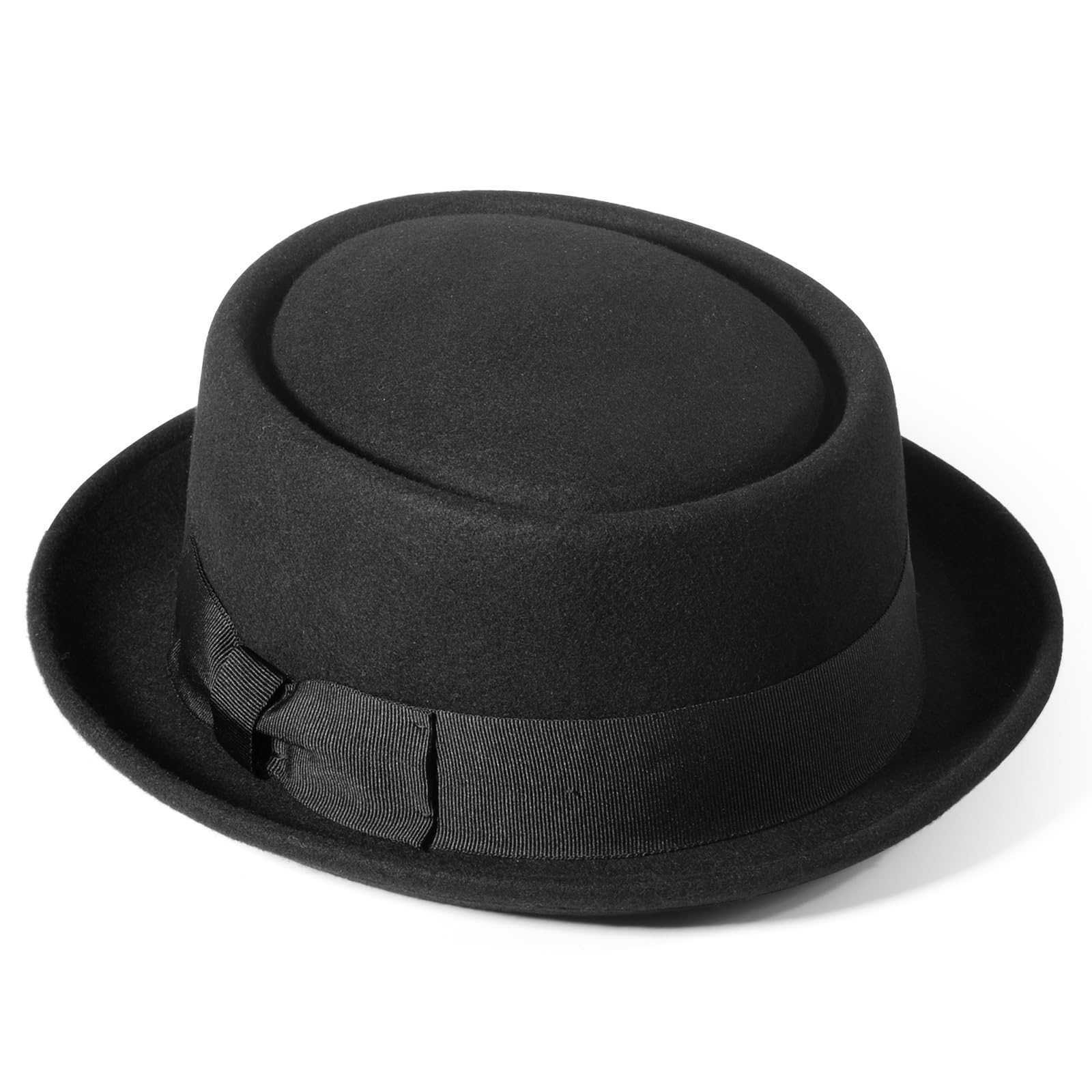 Photo 1 of Pork Pie Hats for Men/Women, 100% Wool Felt Hat Womens Mens Stout Porkpie Breaking Bad Hat Unisex Flat Top Fedora Hats Boater Derby Crushable