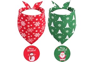Gofshy Christmas Dog Bandanas XLarge 2PCS, for Dog, Triangle Reversible Holiday Bandana for Boy Girl, Bibs Accessories for Large and Extra Large Dogs