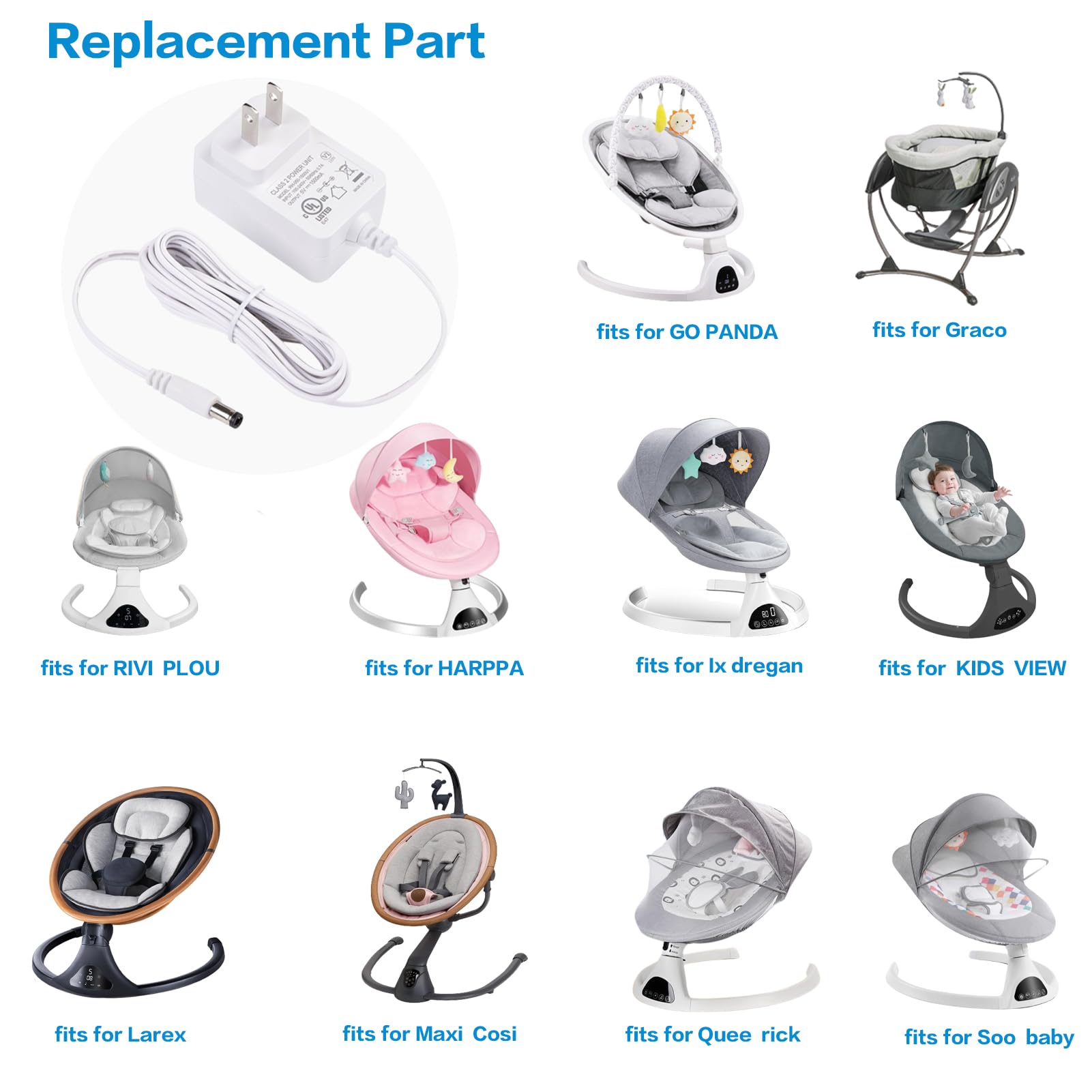 6V Cord for Baby Swing Compatible with Maxi COSI,Fisher Price,Ingenuity,Queerick,Harppa,Gopanda,Larex,Kidsview,Riviplou,Daming,Yhpoylp,Soobaby,Ixdregan,Bolilong,Dream On Me Swing Charger