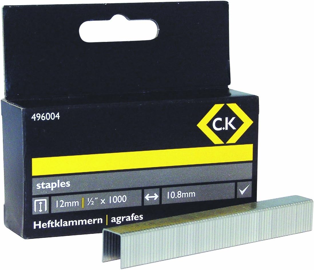 C.K 496004 10.5 mm Wide x 12 mm Deep Staples Box (Pack of 1000), Multicolor, 10.5 x 12 mm