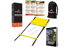 Athletivi Agility Training Equipment Set for Proffesional Training, Adults, Youth & Kids. Soccer & Footbal Training Set with Fixed-Rung Ladder - Enhance Speed, Power & Strength.