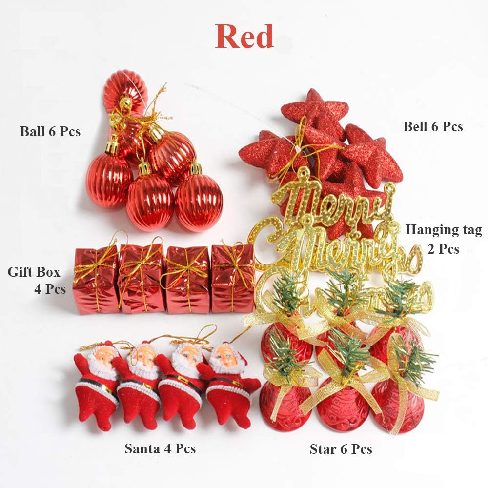 WildWave Christmas Ball Assorted Pendant Shatterproof Ball Ornament Set Seasonal Decorations with Gift Boxes Ideal for Xmas, Holiday and Party(28pcs,Red)