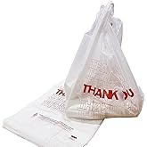 TashiBox 1000 Ct plastic bags/Shopping Bags/Thank You Bags/Reusable and Disposable Grocery Bags - Measures 11.5" X 6.25" X 21", 15mic, 0.6 Mil