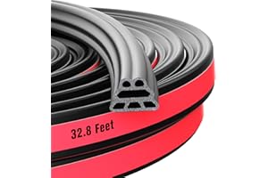 SOZATO Universal Car Door Rubber Seal Strip Self Adhesive Automotive Door Soundproofing Weather Stripping Double Layer 5-Hole