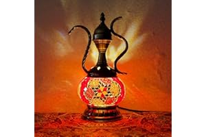 Turkish Exotic Mosaic Table Lamp with Handmade Moroccan-style Retro Shade Decorative Desk Lights for Bedsides Bedroom Office 