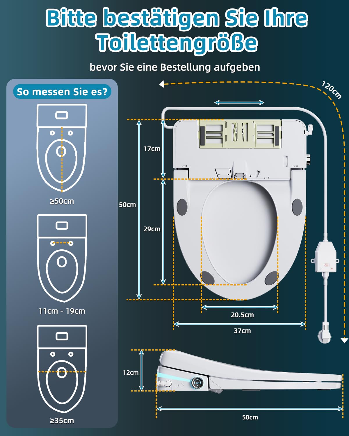 Smart WC-sitze mit Bidet Funktion, Bidet Toilettensitz mit Düse, Japanische Toilette Sitz Beheizbare Klobrille, Dusch WC mit Warmwasser und Trockner, Toilette mit Automatikdeckel und Aromafunktion 2