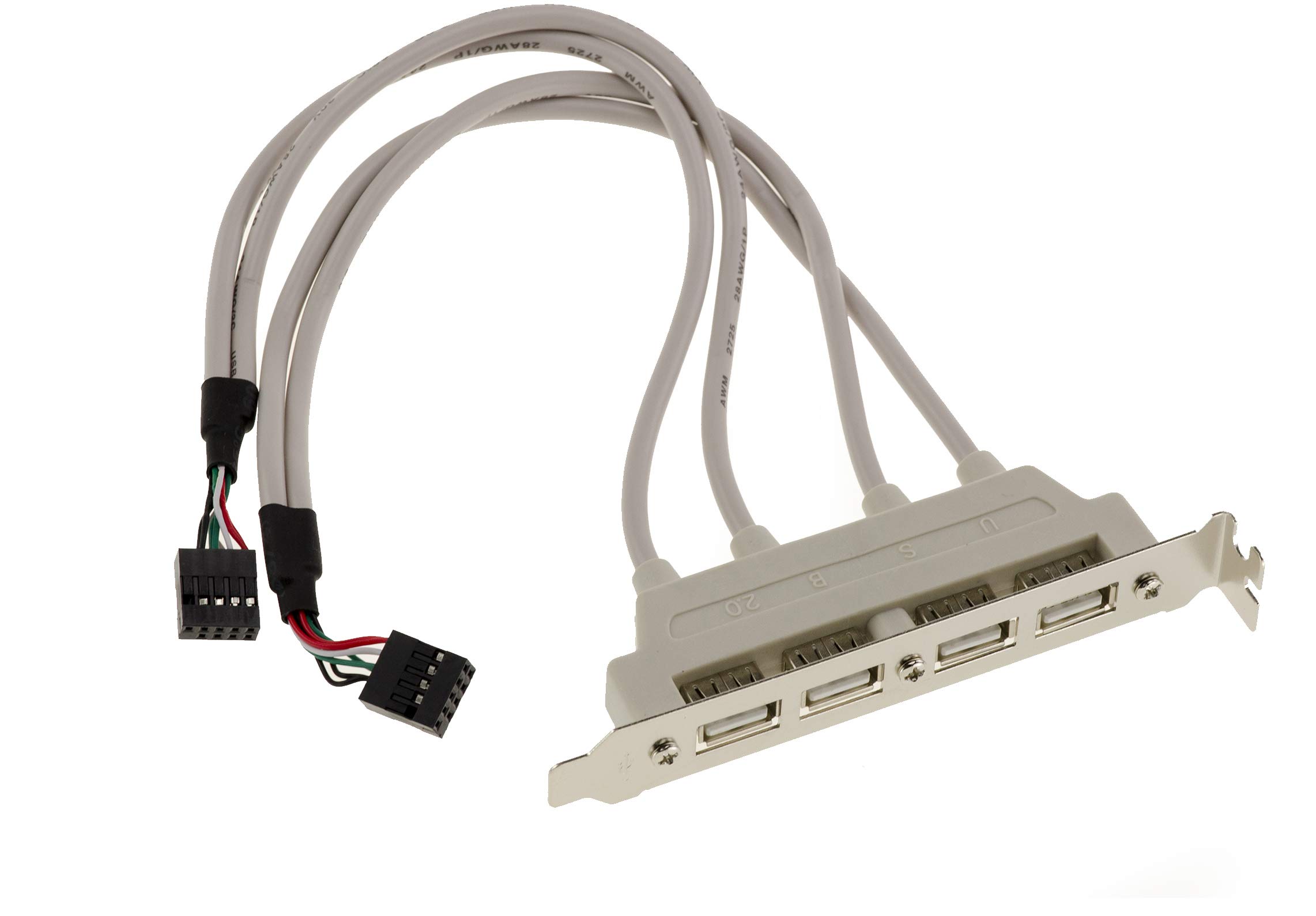 KALEA-INFORMATIQUE USB 2.0 4-port Type A bracket for internal USB2 motherboard ports, 9-pin
