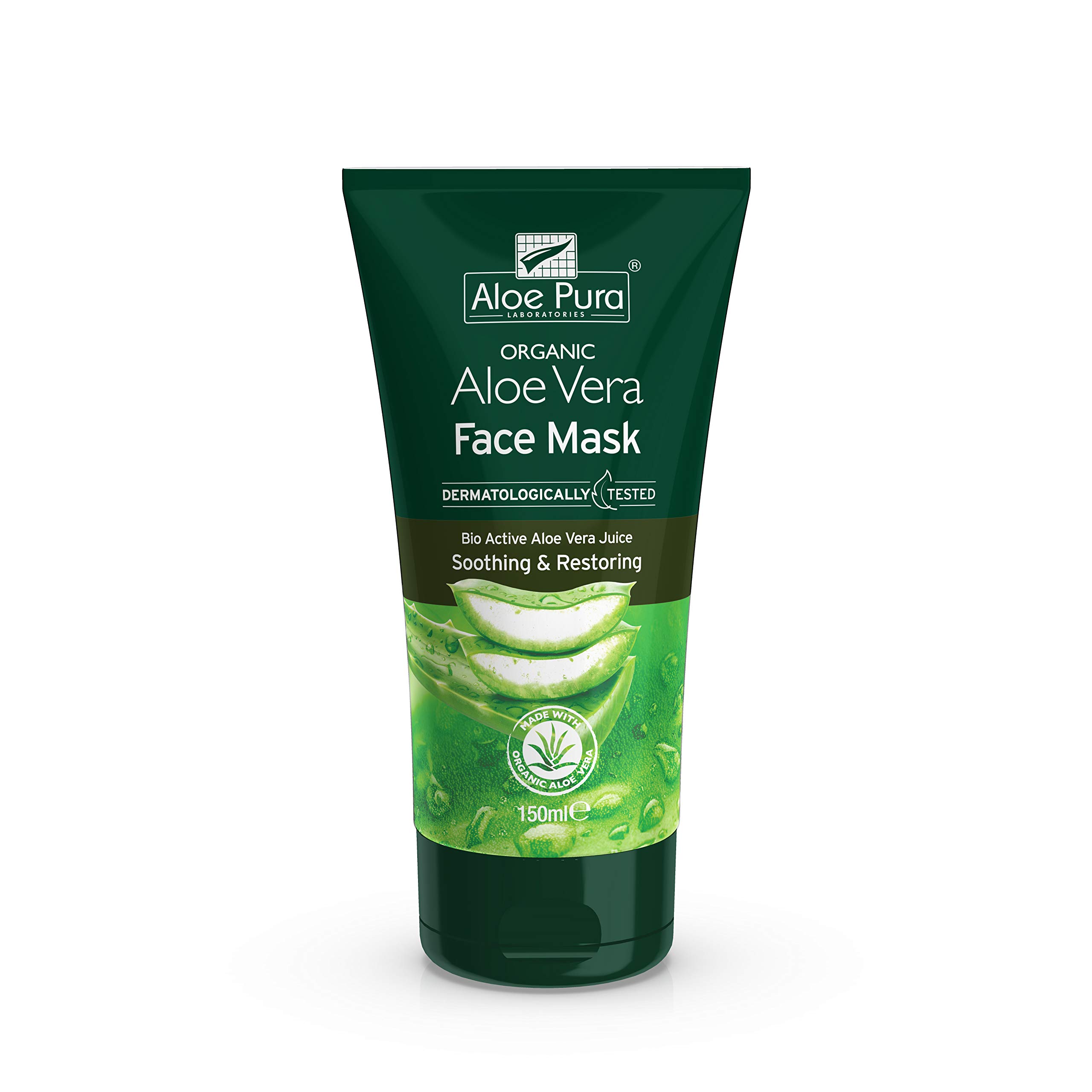 Aloe Pura, Organic Aloe Vera Face Mask, Natural, Vegan, Cruelty Free, Paraben & SLS Free, Dermatologically Tested, Soothing, 150 ml