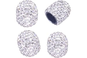DBlosp Valve Stem Caps, 4 Pack Handmade Crystal Rhinestone Universal Car Tire Valve Caps Chrome,Attractive Dustproof Bling Car Accessories - White