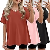 Oakgarden 3 Pack Girls' Short Sleeve T Shirts Kids Summer Oversized Tops V Neck Drop Shoulder Casual Basic Tee 5-14 Years