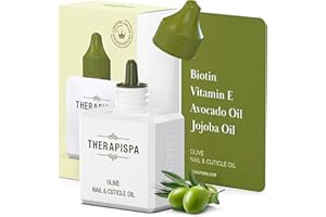 THERAPISPA Nail & Cuticle Oil with Avocado, Jojoba, Biotin & Vitamin E – Nail Growth & Repair Oil for Damaged Cuticles & Brittle Nails (Olive, 2.0 fl oz)