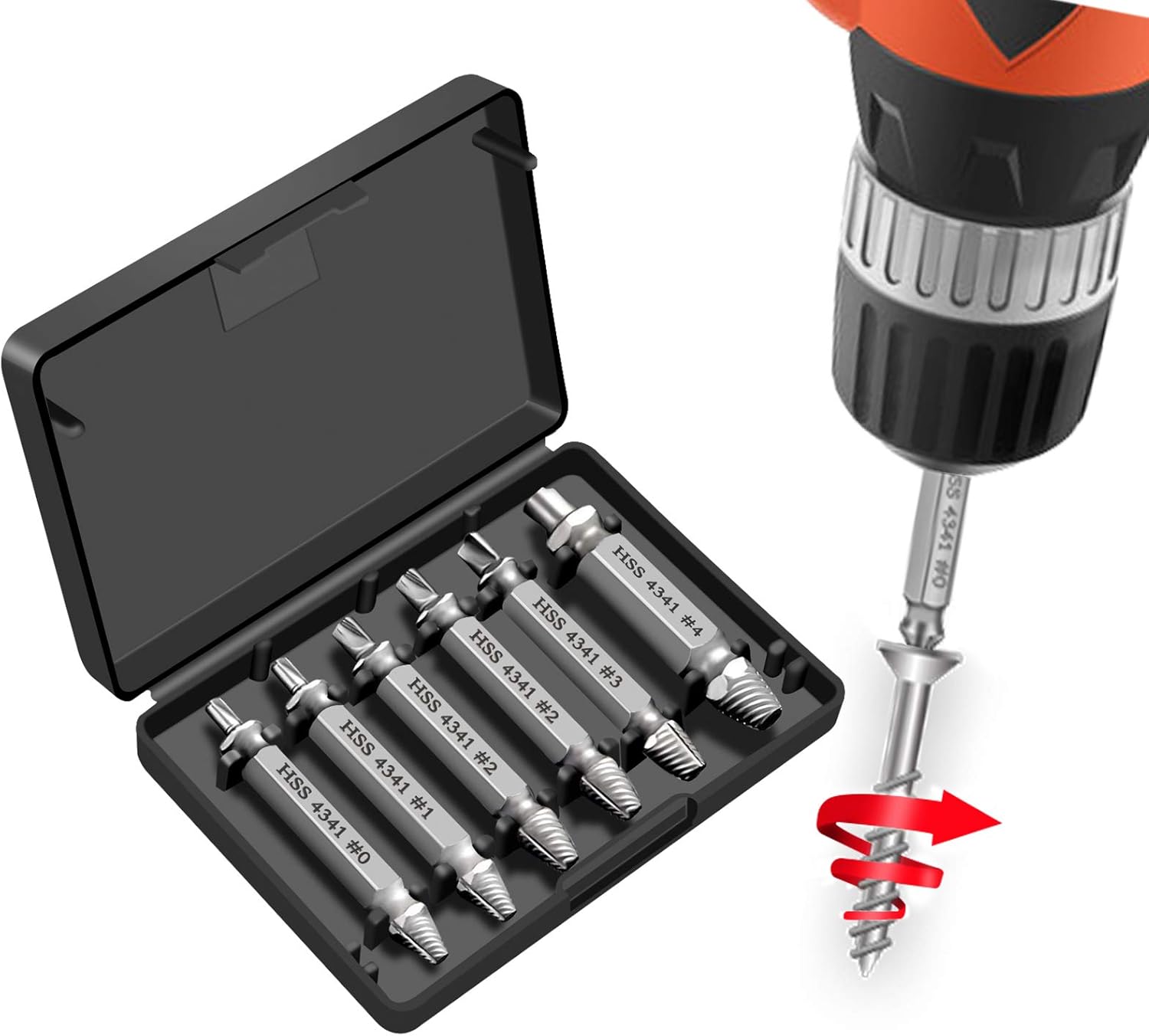 6 Pièces Endommagé vis Extracteurs, Guiseapue Extracteur de Boulons Cassés en Acier HSS 4341