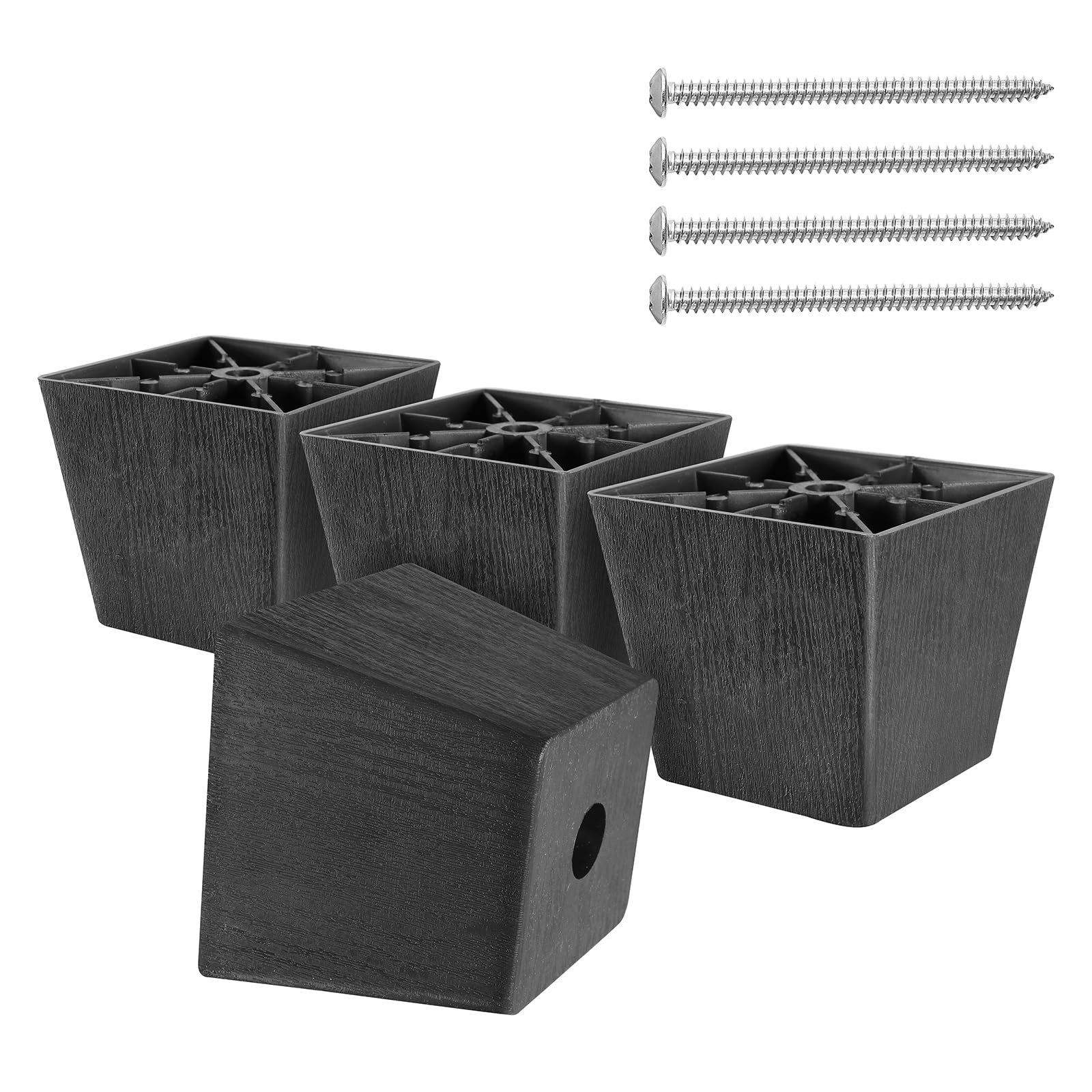Photo 1 of Masendelk 2-1/2 inch Black Plastic Furniture Legs, Screw-in Couch Legs Square Sofa Legs Replacement Legs for Furniture Couch Table Sofa, Pack of 4