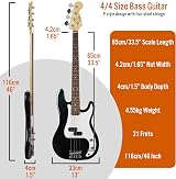 3rd Avenue Full Size 4/4 Electric Bass Guitar Beginner Pack with 15W Amp view 2