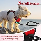 rabbitgoo Small Dog Harness No Pull Reflective Front Back Leash Clips Red XS view 6