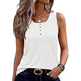 Zeagoo Womens Tank Tops Summer Sleeveless Tops Loose Button Henley Shirts Crew Neck Dress Casual 2026 Clothes