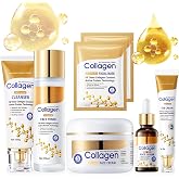 Collagen Anti-Aging Skincare Set, 7 Piece Kit with Cleanser, Toner, Serum, Face Cream, Eye Cream, Facial Mask, Firming and Moisturizing