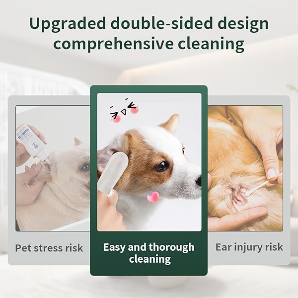 BORGOBRUFA DOG EAR FINGER WIPES, PET EAR CLEANER WIPES DISPOSABLE NATURAL EAR RELIEF CLEANING PADS FINGER SLEEVES FOR DOG CAT REMOVE EARWAX ODOR SOOTHE EAR ITCHING AND INFECTION, CAT EAR WIPES, 55 PCS