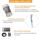 JReHuiG 2-Piece LED Water Faucet Tap 3-Color Temp Sensor Kitchen Bathroom Sink view 3