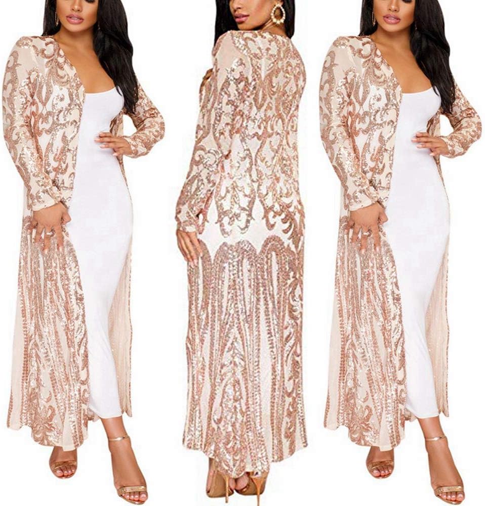 PROMLINKSequin Cardigans Duster Sparkly Blazer Jackets Long for Women Evening