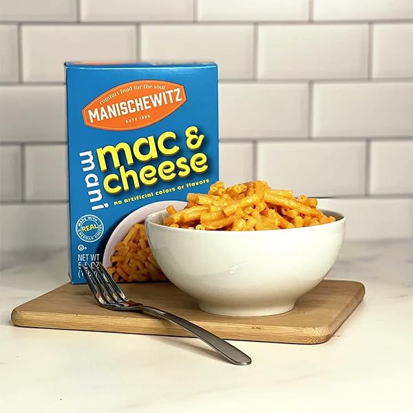 MANISCHEWITZ KOSHER MAC & CHEESE, 5.5OZ (4 PACK) MADE WITH REAL CHEDDAR CHEESE, NO ARTIFICIAL COLORS OF FLAVORS, CERTIFIED KOSHER