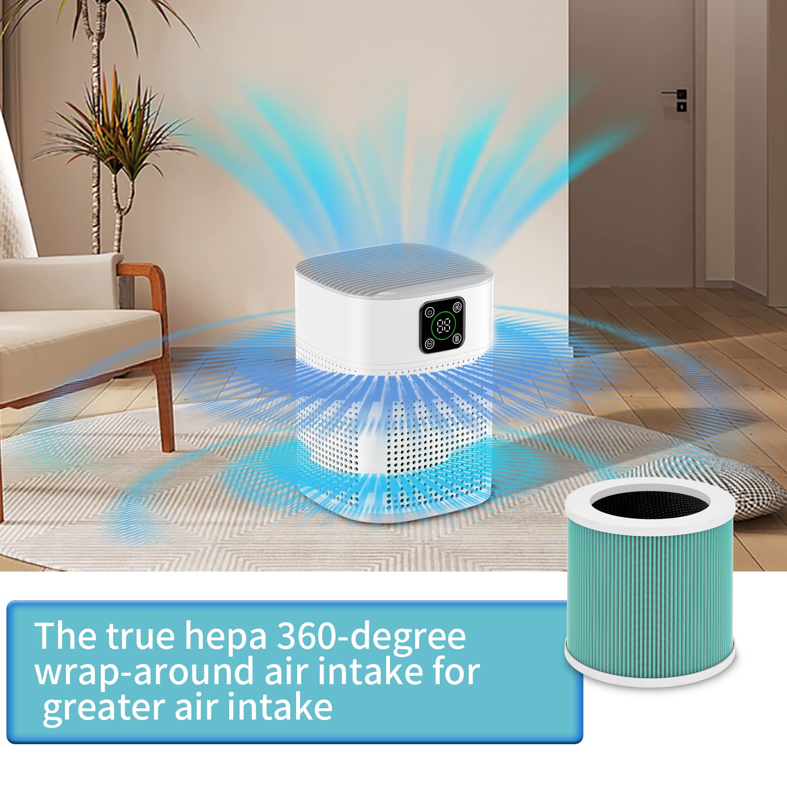 HY1800/pro Air Purifier Filter, Honeyuan Genuine Filter, 3-in-1 True HEPA, Air Purifier Replacement Filter for Pet Bedroom Smell