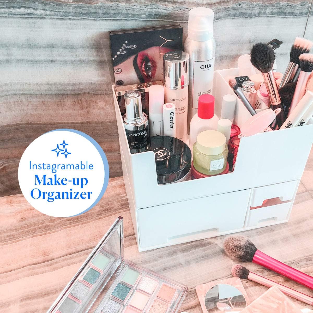 Makeup Organizer for Vanity - Stackable Make up Organizator with Drawers | Plastic Cosmetics Organizer Display Cases | Skincare, Bathroom Organizer Countertop and Makeup Storage for Makeup Vanity: Home Improvement