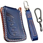 Aoocar 2018-2025 Leather Key Fob Cover, Compatible with Lexus ES LS LC RX NX LX TX GX Series etc, No Screw Design Key Holder Protector (Blue)
