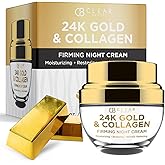 Clear Beauty 24K Gold & Collagen Night Cream – Firming & Ultra Hydrating Face Moisturizer – Restores Smooth, Youthful Looking Skin – Dermatologist Tested, Korean Skin Care, Clean Beauty – 1.69 Fl Oz