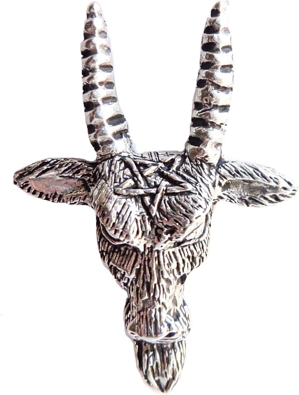 1000 BadgesBaphomet Occult Sabbatic Goat Head Pin Badge - Hand Made in Cornwall, England in Solid Pewter